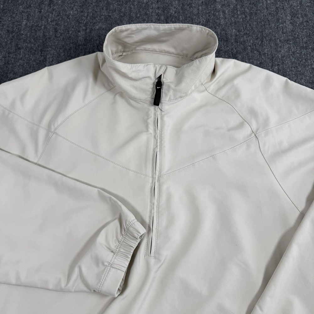 Nike Golf Men's M Light Khaki Navy Blue 1/4 Zip Pullover Windbreaker Jacket
